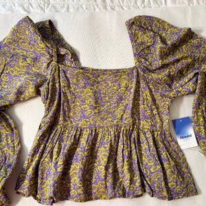 ABOUND Purple/Green crop top, Long Sleeve, Size: XS, NWT